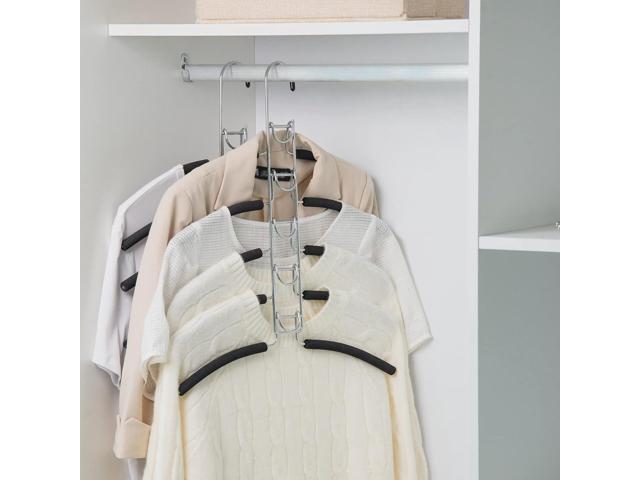 Nature Smile No Shoulder Bump Multiple Sweater Coat Clothes Hangers,Multi Layers Space Saving T Shirt Blouse Rack,(2 Pack Black Color)