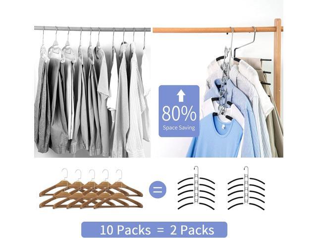 Nature Smile No Shoulder Bump Multiple Sweater Coat Clothes Hangers,Multi Layers Space Saving T Shirt Blouse Rack,(2 Pack Black Color)
