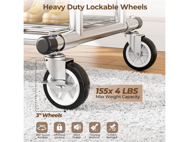 Heavy Duty Clothes Rack, Rolling Clothing Rack With Shelves Load 620 LBS, Double Rod Clothing Racks for Hanging Clothes, Portable& Adjustable...