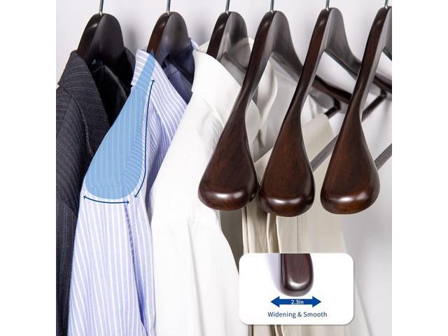 Nature Smile Luxury Mahogany Wooden Suit Hangers - 6 Pack - Wood Coat Hangers,Jacket Outerwear Shirt Hangers,Glossy Finish with Extra-Wide...