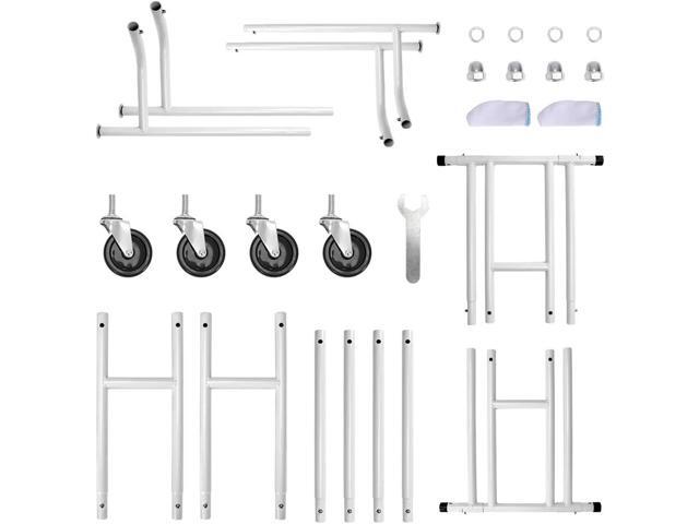 White Double Rod Garment Rack for Hanging Clothes, Rolling Clothes Organizer on Commercial Metal with Lockable Wheels Mobile Design for Coats Dresses