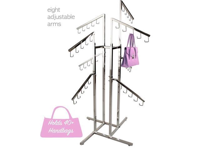 Purse Rack Only Garment Racks Deluxe Handbag Rack Heavy Duty Commercial Grade Chrome Handbag Rack, 8 Adjustable Height Slant Arms, Perfect for...
