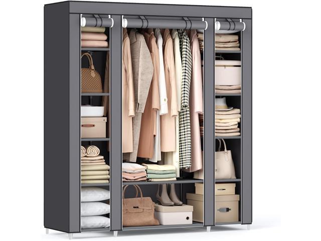 SONGMICS Closet Wardrobe, Portable Closet for Bedroom, Clothes Rail with Non-Woven Fabric Cover, Clothes Storage Organizer, 59 x 17.7 x 69 Inches,...
