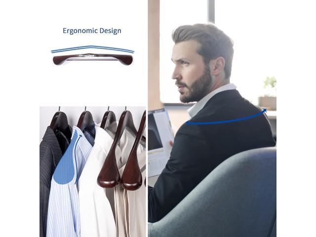Nature Smile Luxury Mahogany Wooden Suit Hangers - 6 Pack - Wood Coat Hangers,Jacket Outerwear Shirt Hangers,Glossy Finish with Extra-Wide...
