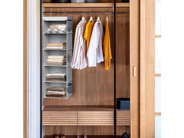 Simple Houseware 5 Shelf Hanging Closet Organizer, Gray
