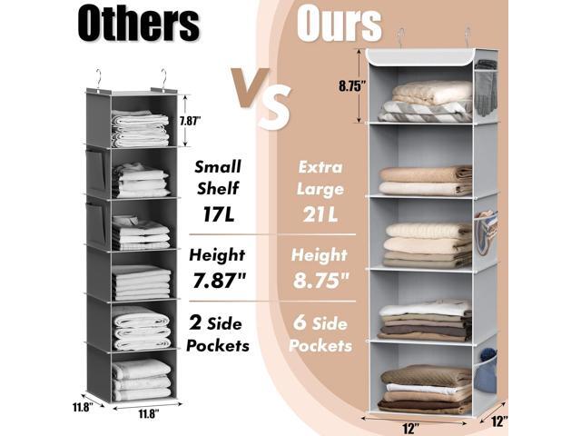 Simple Houseware 5 Shelf Hanging Closet Organizer, Gray