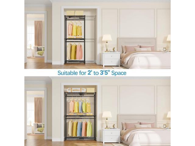 VIPEK X1 Expandable Clothes Rack Heavy Duty Adjustable from 2' to 3'5' with Adjustable Shelves and Hanger Rods, Reach-in & Walk-in Closets Metal...