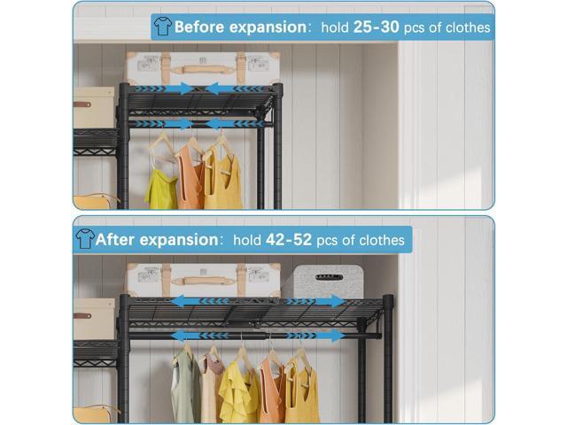 VIPEK X1 Expandable Clothes Rack Heavy Duty Adjustable from 2' to 3'5' with Adjustable Shelves and Hanger Rods, Reach-in & Walk-in Closets Metal...