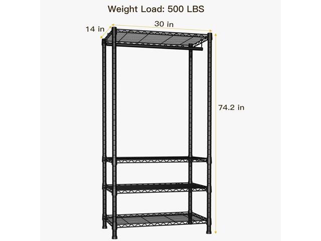 Ulif H2 Heavy Duty Clothes Rack, Freestanding 4 Tiers Garment Rack for Hanging Clothes with Shelves and Hangers, Closet Organizers and Storage...