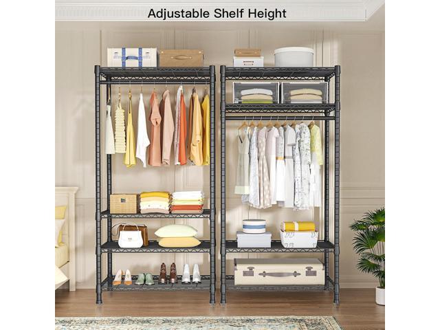 Ulif H2 Heavy Duty Clothes Rack, Freestanding 4 Tiers Garment Rack for Hanging Clothes with Shelves and Hangers, Closet Organizers and Storage...