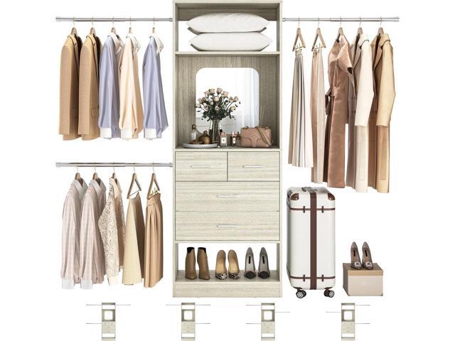 Unikito 8FT Closet System, Customizable 96 Inch Closet Organization Kit with 25 Tower and 3 Extendable Hanging Rod(Can Be Cut to Fit), Heavy Duty...