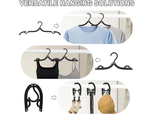 24 Pcs Travel Hangers Cruise Essentials 2025 Portable Folding Clothes Hangers Travel Accessories Foldable Clothes Drying Rack (Black) (24)