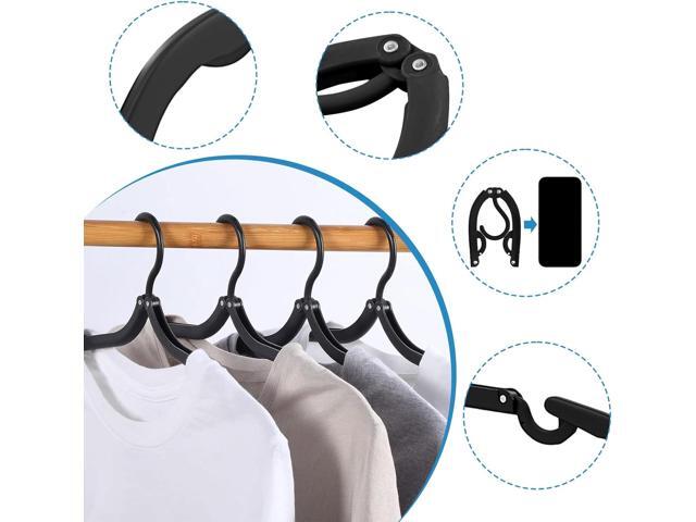 24 Pcs Travel Hangers Cruise Essentials 2025 Portable Folding Clothes Hangers Travel Accessories Foldable Clothes Drying Rack (Black) (24)