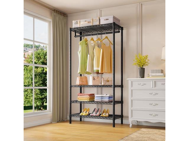 VIPEK V1 Medium Portable Garment Racks 440lbs Load Capacity, Heavy Duty Clothes Rack with 4 Tiers Adjustable Shelves & Hanging Rod, Compact...