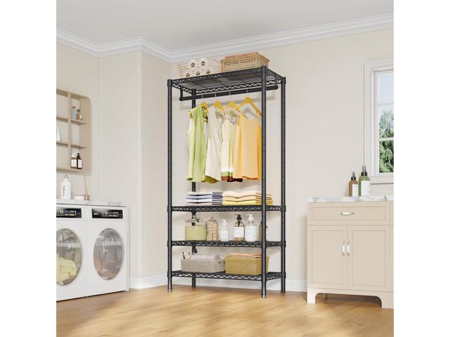 VIPEK V1 Medium Portable Garment Racks 440lbs Load Capacity, Heavy Duty Clothes Rack with 4 Tiers Adjustable Shelves & Hanging Rod, Compact...