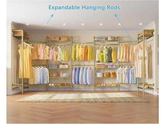 Timate U3 U Shape Garment Rack Heavy Duty Clothes Rack for Hanging Clothes, Expandable Industrial Pipe Clothing Racks Wall Mounted Closets L Shaped...