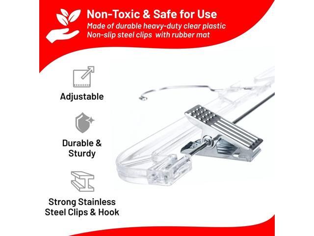 DEILSY Skirt Hanger Pants Hangers with Clips Hangers Shorts Hanger Clear Plastic Clothes Hangers with 2-Adjustable Clip Non-Slip Clothes Hangers...