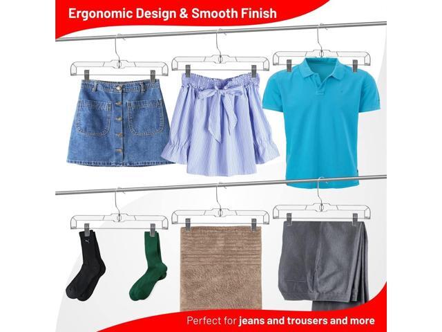 DEILSY Skirt Hanger Pants Hangers with Clips Hangers Shorts Hanger Clear Plastic Clothes Hangers with 2-Adjustable Clip Non-Slip Clothes Hangers...