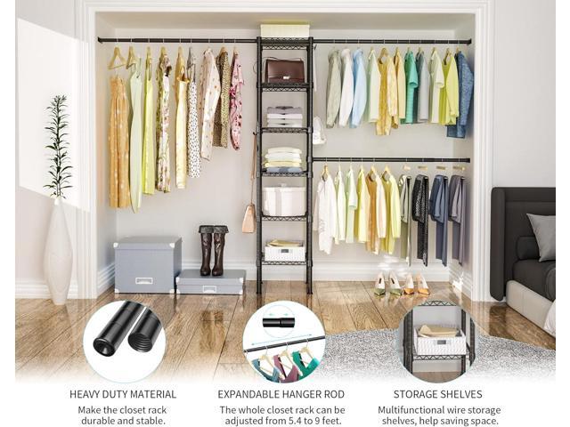 Ulif M1 Closet Storage Organizer System, 6 Tiers Heavy Duty Metal Garment Rack with 3 Expandable Hanger Rods, Wall Mounted Space Saver Suits from...