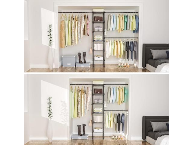 Ulif M1 Closet Storage Organizer System, 6 Tiers Heavy Duty Metal Garment Rack with 3 Expandable Hanger Rods, Wall Mounted Space Saver Suits from...