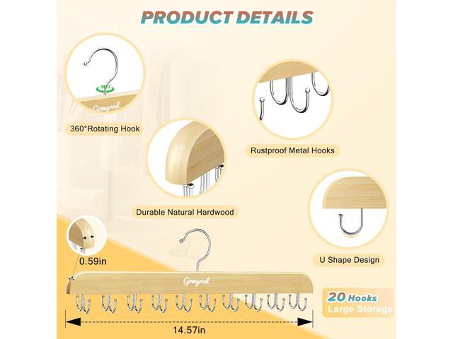 Bra Hanger for Closet, Tank Top Hangers 2 Pack w/20 Hooks Holds 40 Bras, Capacity Foldable Wood Space Saving Hanger, 360°Rotating Closet Organizers...