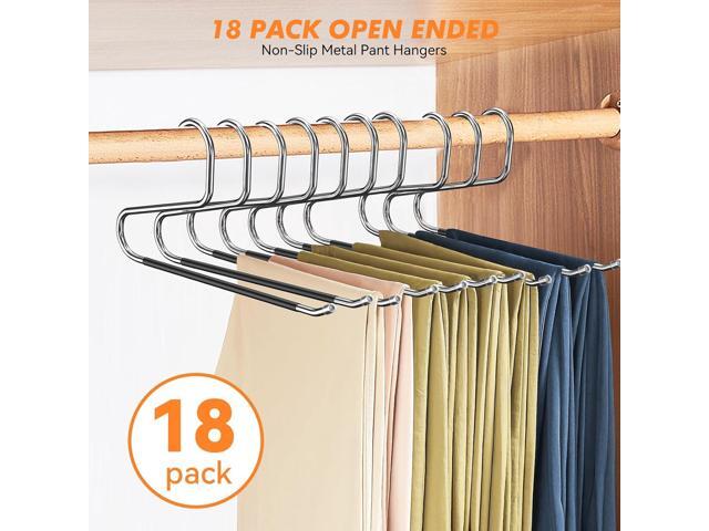 Pants Hangers Non Slip - 30 Pack Open Ended Hangers for Pants, Metal Jean Rack for Closet Women and Men, Space Saving Design for Slacks Trouser...