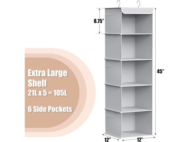 Simple Houseware 5 Shelf Hanging Closet Organizer, Gray