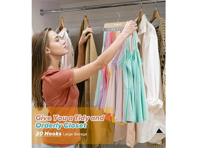 Bra Hanger for Closet, Tank Top Hangers 2 Pack w/20 Hooks Holds 40 Bras, Capacity Foldable Wood Space Saving Hanger, 360°Rotating Closet Organizers...