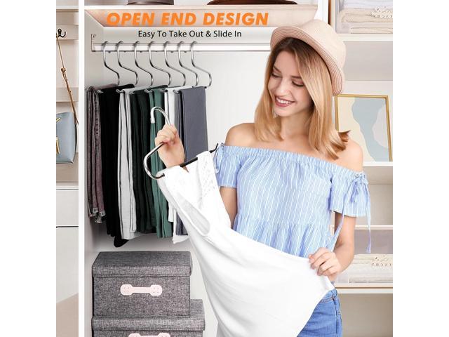 Pants Hangers Non Slip - 30 Pack Open Ended Hangers for Pants, Metal Jean Rack for Closet Women and Men, Space Saving Design for Slacks Trouser...