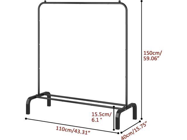 Clothes Rack Metal Clothing Rack with Bottom Shelf Garment Rack for Hanging Clothes Shirts Jeans and Coats Black
