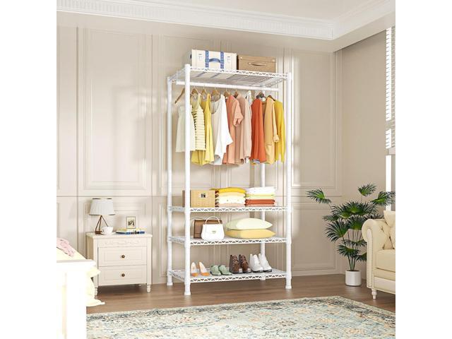 Ulif H2 Heavy-Duty Portable Closets, 4-Tier Freestanding Garment Rack Suit for Small Space and Corner, Closet Organizer System Portable Closet...