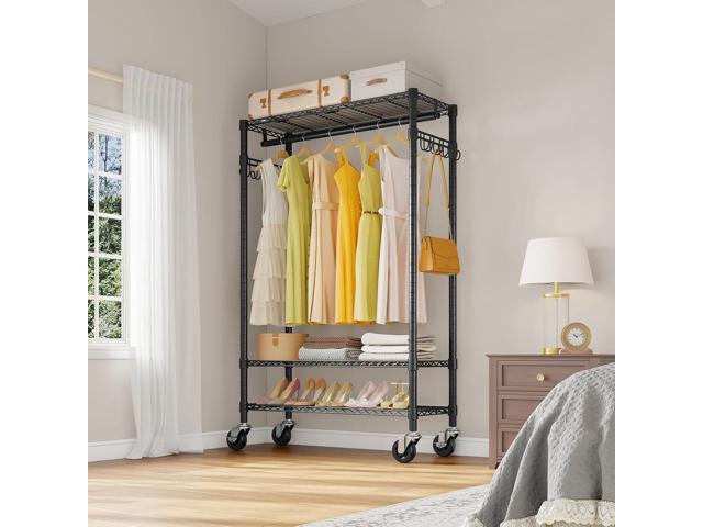 VIPEK R3 Heavy Duty Garment Rack with Lockable Wheels, Portable Rolling Closet with Adjustable Shelves & Hanging Rod & Side Hooks, Compact...