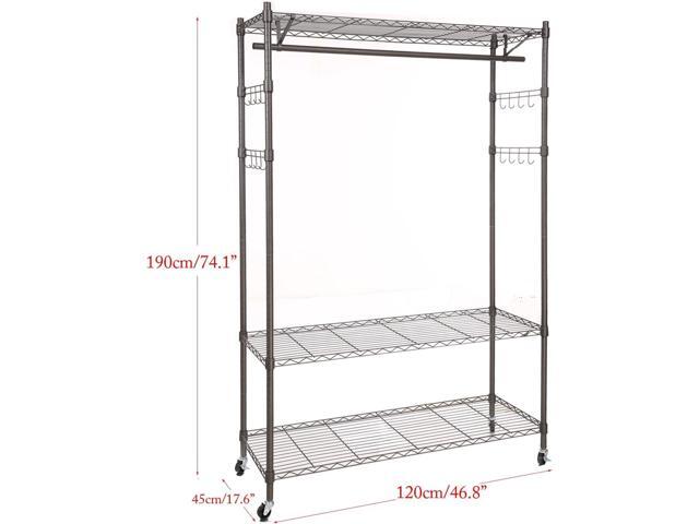 Homdox Heavy Duty Clothing Rack, Portable Clothes Racks, with Side Hooks and Clothes Rods