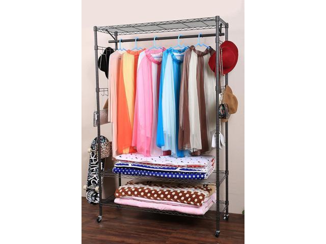 Homdox Heavy Duty Clothing Rack, Portable Clothes Racks, with Side Hooks and Clothes Rods