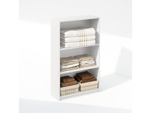 Furinno Reed 3-Tier Multipurpose Adjustable Shelf Clothing & Closet Storage Organization, White