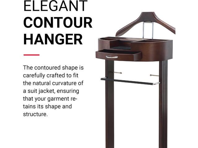 Proman Products - Crescent Moon Valet, Mens Valet Stand with Drawer, Top Tray, Contour Hanger, Trouser Bar, Belt Hooks & Shoe Rack, Accessory &...