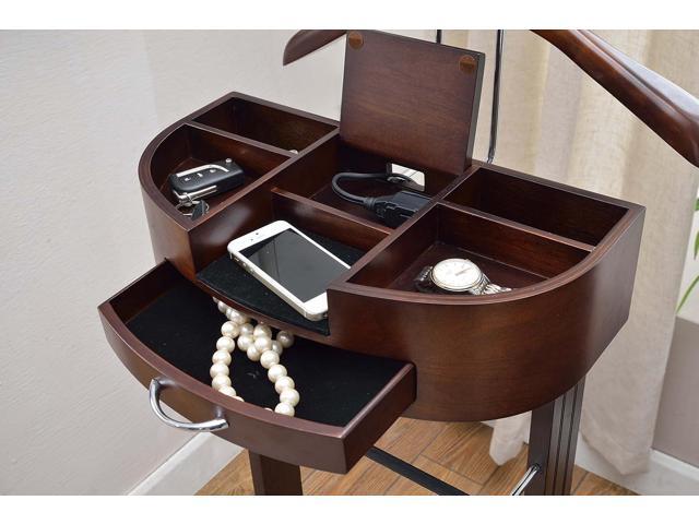 Proman Products - Crescent Moon Valet, Mens Valet Stand with Drawer, Top Tray, Contour Hanger, Trouser Bar, Belt Hooks & Shoe Rack, Accessory &...