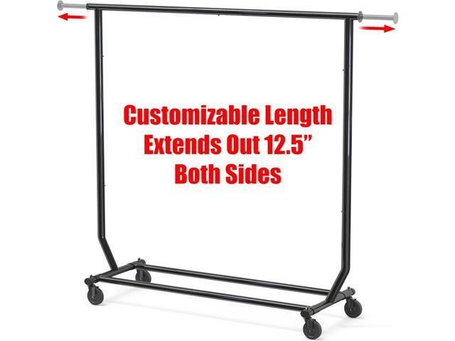 SIMPLE HOUSEWARE Supreme Commercial Grade Clothing Garment Rack, Holds Up to 250 lbs, 50 to 75 Inches Extensible Rod, Black