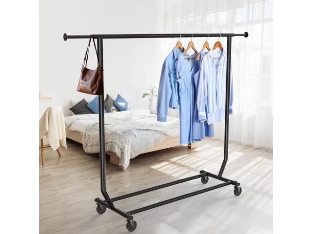 SIMPLE HOUSEWARE Supreme Commercial Grade Clothing Garment Rack, Holds Up to 250 lbs, 50 to 75 Inches Extensible Rod, Black