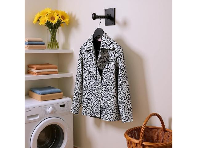 Rustic State Clout Cast Iron Clothes Hanger Folding Coat Rack Laundry Bar for Drying Clothes Farmhouse Design Wall Mount Organizer Hook for Closet...