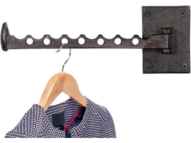 Rustic State Clout Cast Iron Clothes Hanger Folding Coat Rack Laundry Bar for Drying Clothes Farmhouse Design Wall Mount Organizer Hook for Closet...