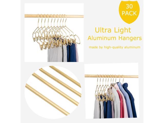 Premium 16.5 Matte Gold Metal Clothes Clips Hangers, Heavy Duty Skirt Slack Hangers, Metal Rack for Trousers Non Slip Clips, Clothes Hanger Display...