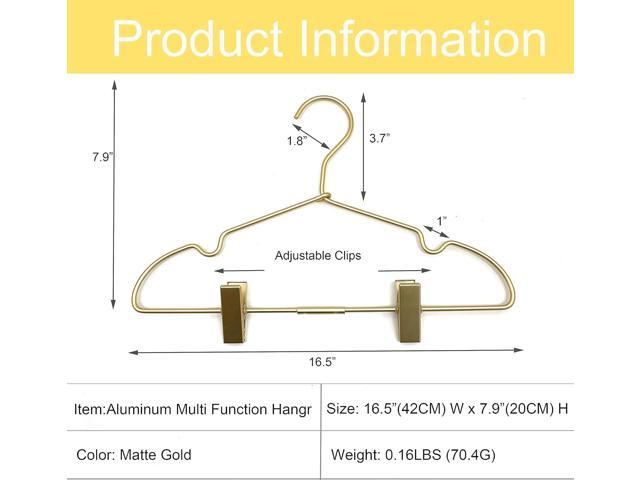 Premium 16.5 Matte Gold Metal Clothes Clips Hangers, Heavy Duty Skirt Slack Hangers, Metal Rack for Trousers Non Slip Clips, Clothes Hanger Display...