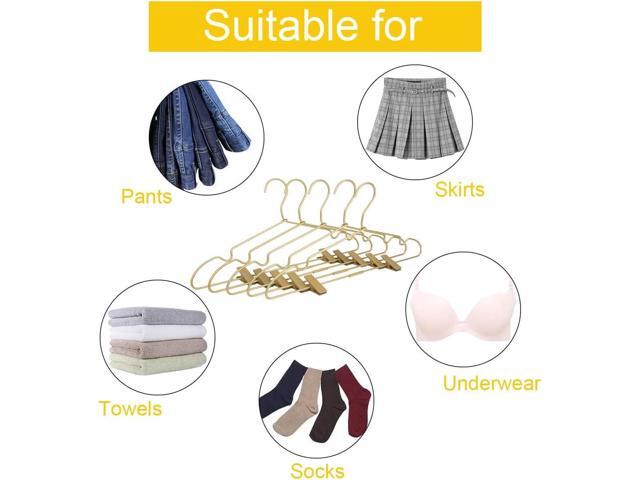Premium 16.5 Matte Gold Metal Clothes Clips Hangers, Heavy Duty Skirt Slack Hangers, Metal Rack for Trousers Non Slip Clips, Clothes Hanger Display...