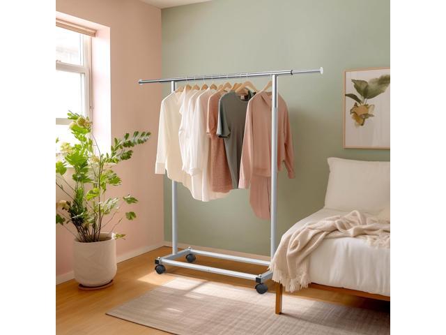 SIMPLE HOUSEWARE Standard Rod Garment Rack, Silver