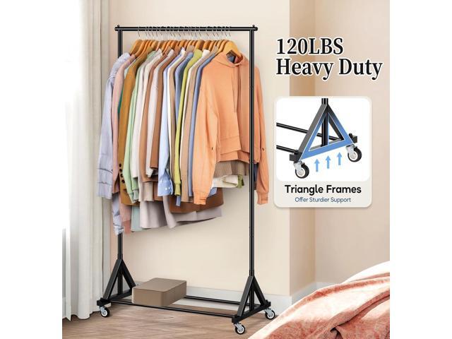 SLEEPING LAMB Heavy Duty Clothes Rack, Rolling Clothing Racks for Hanging Clothes Metal Garment Racking With Wheels, Clothes Hanger for Coats,...