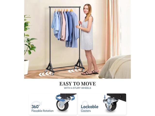 SLEEPING LAMB Heavy Duty Clothes Rack, Rolling Clothing Racks for Hanging Clothes Metal Garment Racking With Wheels, Clothes Hanger for Coats,...