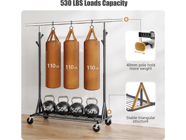 Heavy Duty Clothes Rack Load 530 LBS Metal Garment Clothing Rack Hang 200 pieces of clothing on Wheels Collapsible Rolling Portable & Adjustable...