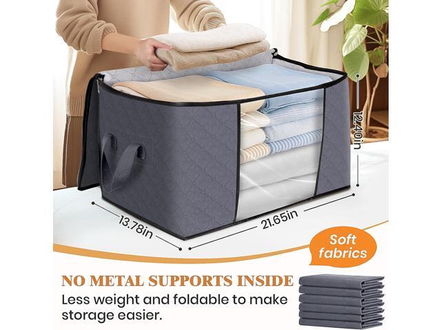 Fab totes 6 Pack Clothes Storage, Foldable Thick Fabric Blanket Storage Bags, Containers for Organizing Bedroom, Closet, Clothing, Comforter,Closet...