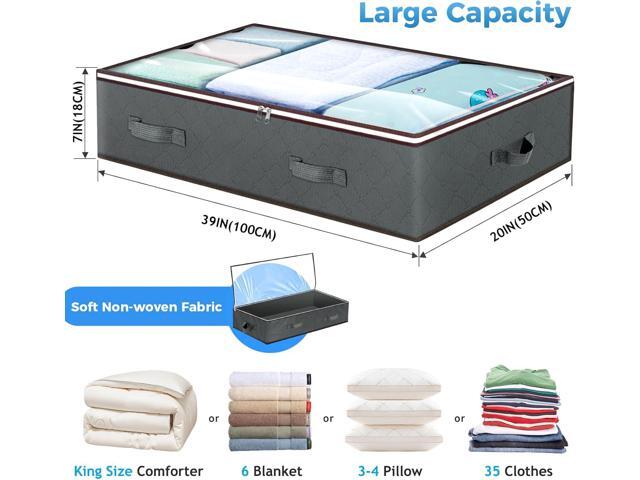 Budding Joy 90L Under Bed Storage Containers, Closet Organizers and Storage Bins, Foldable Underbed Storage Bags for Blanket, Clothing, Comforter,...